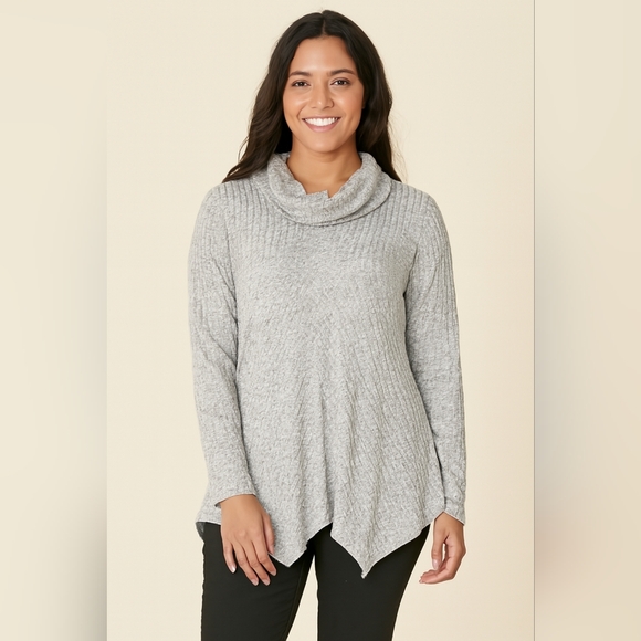 Jones New York Heather Gray Cowl Neck Sweater - Picture 1 of 8